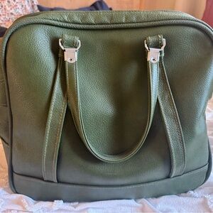 Olive Green Leather Tote Bag